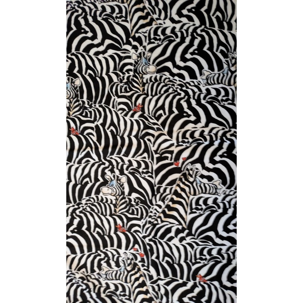 Vintage Robert Marble Love Blooms Zebra Print Cotton Flannel Fabric 2009, 86x42
